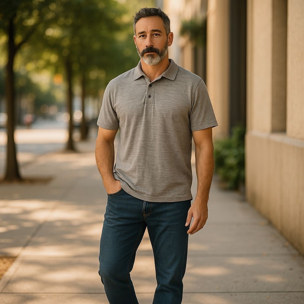 Classic Men's Polo Shirt in Gray - Picture 6 of 6